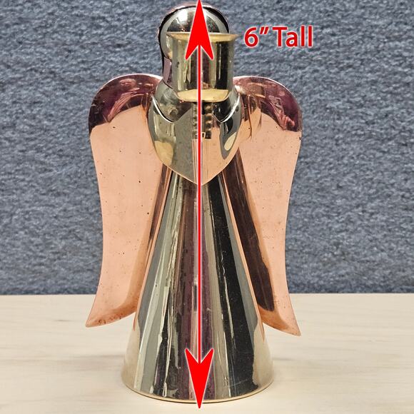 Vintage Solid Brass and Copper Angel Candle Holder Christmas Holiday - Picture 6 of 6